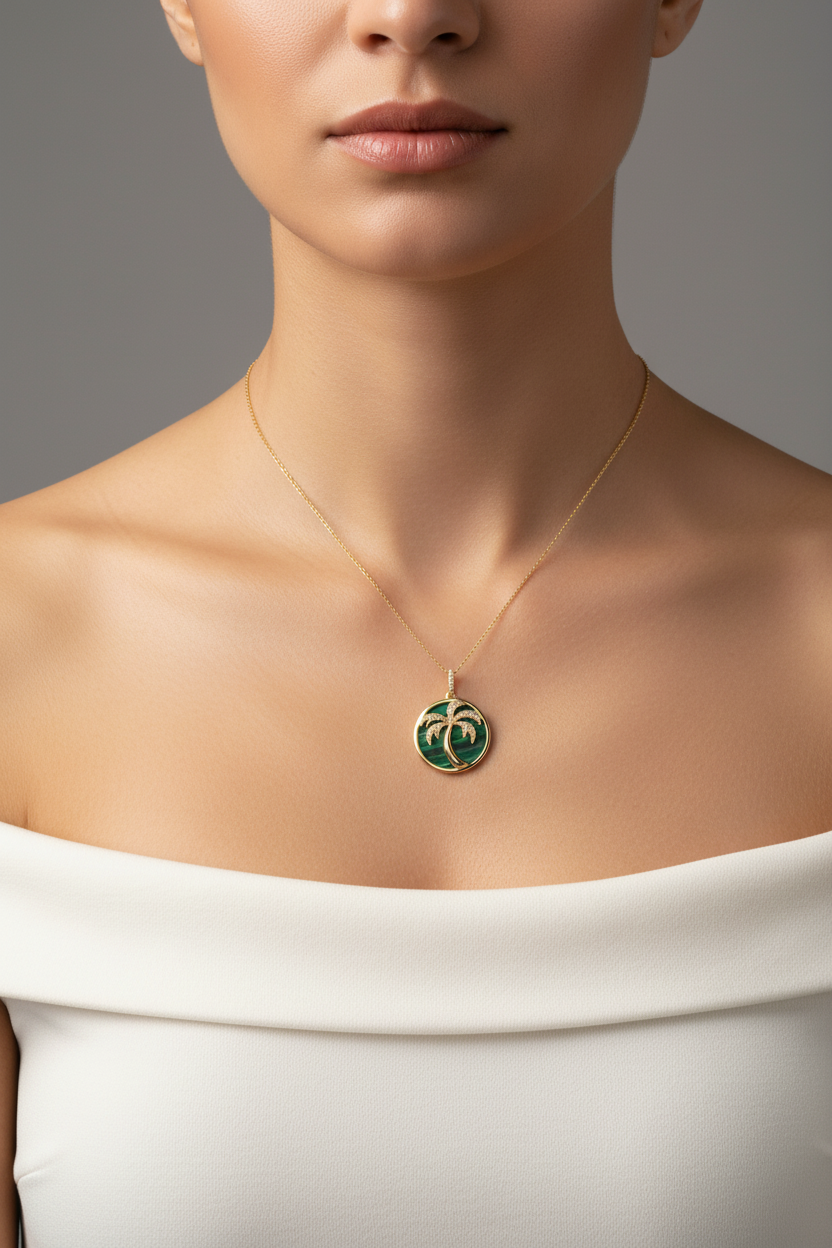 167132 - Malachite and diamond pendant