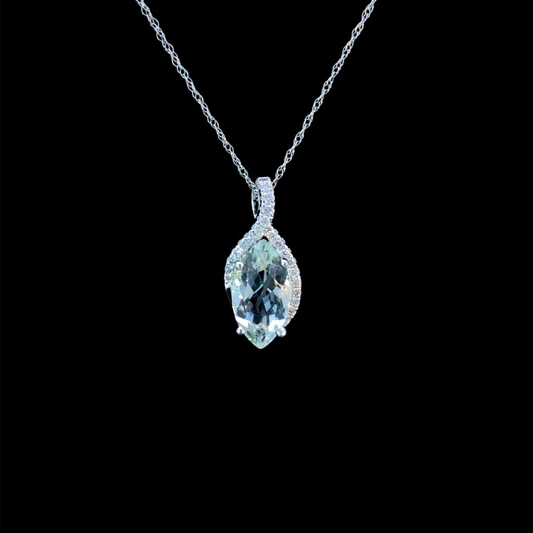 164187 - green amethyst and diamond pendant