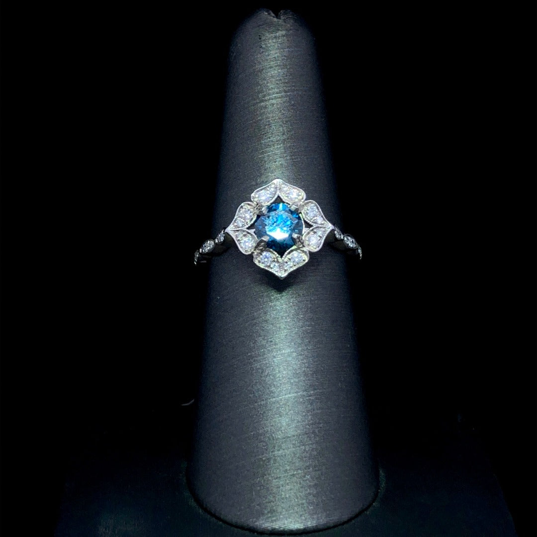 158777 - .94 ctw blue and white diamond ring