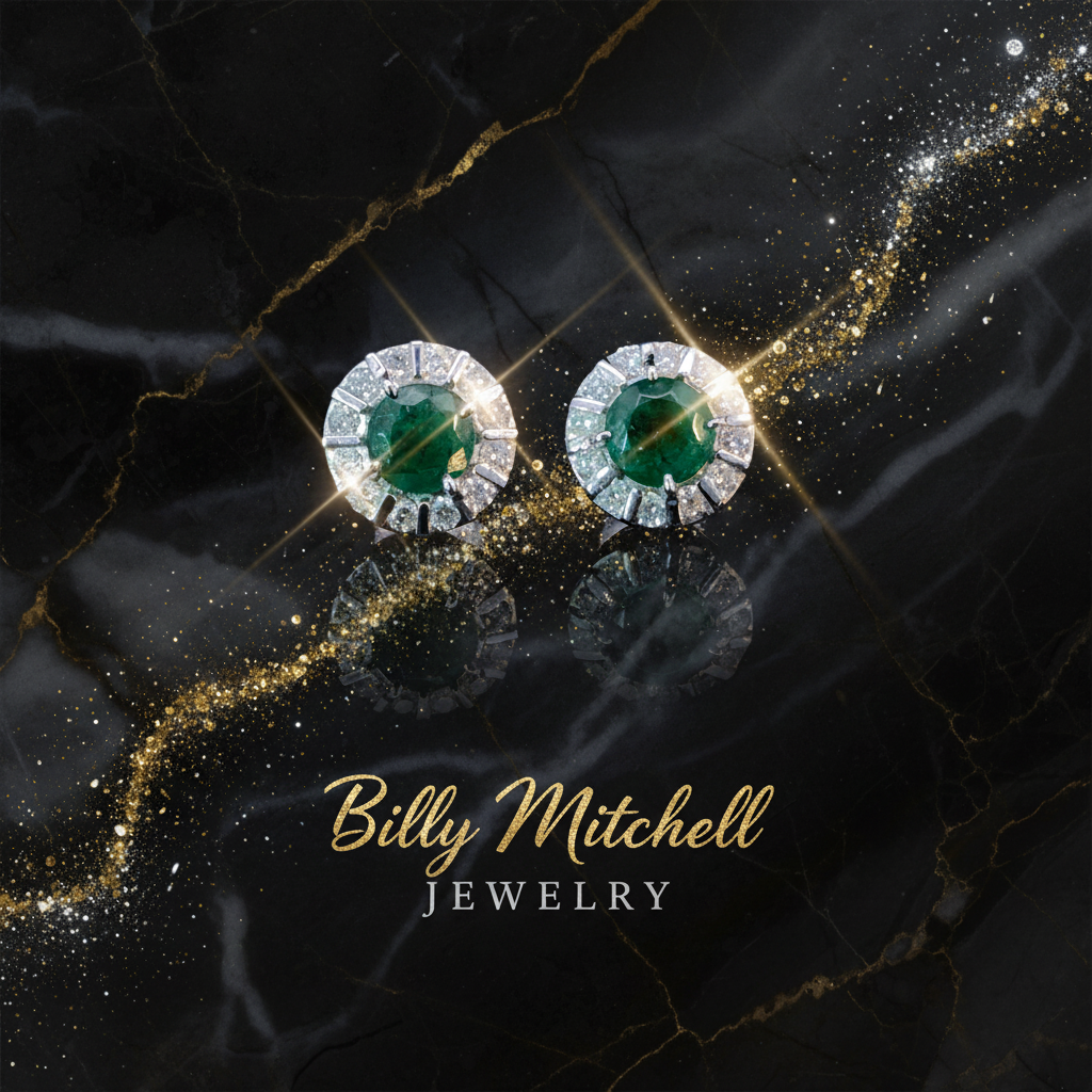 166961 - 1.30 ctw emerald and diamond earrings