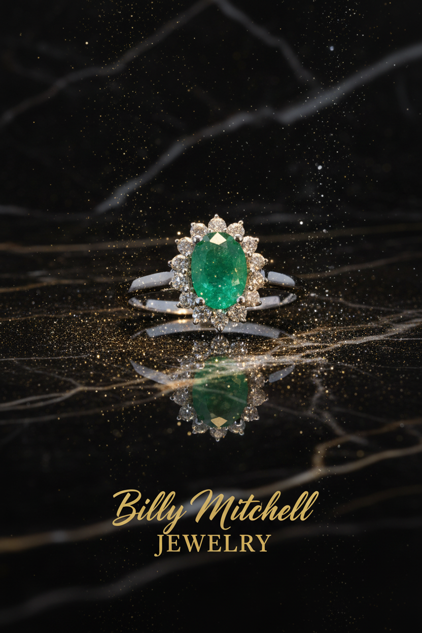 159938 - .76 ctw emerald and diamond ring