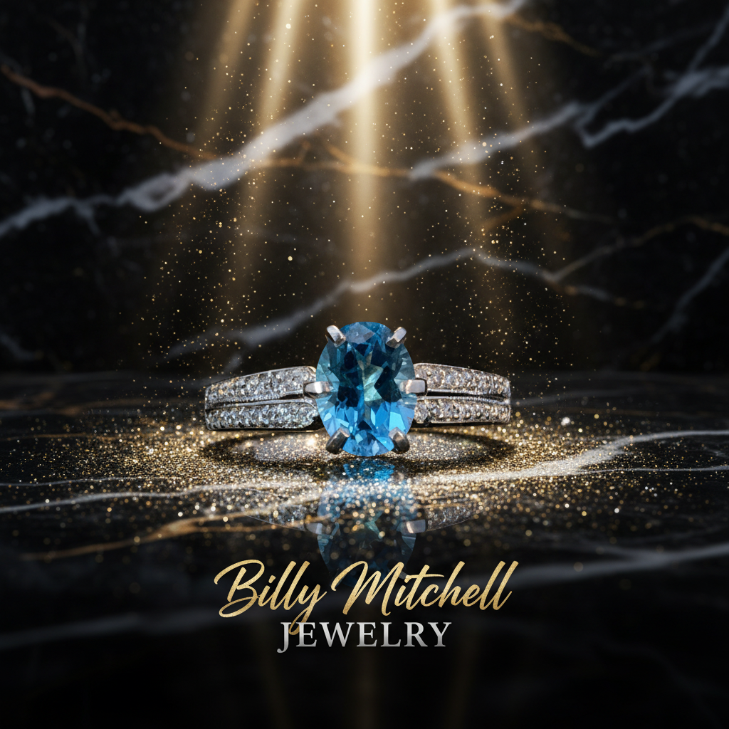 159653 - .20 ctw Diamond and blue topaz ring