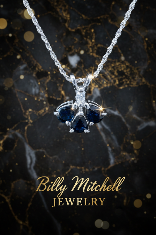 Diamond and sapphire pendant