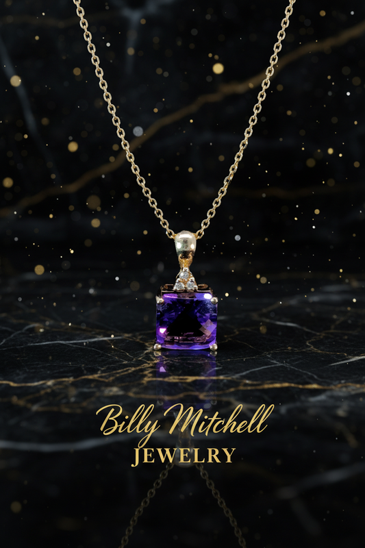 Amethyst and diamond pendant