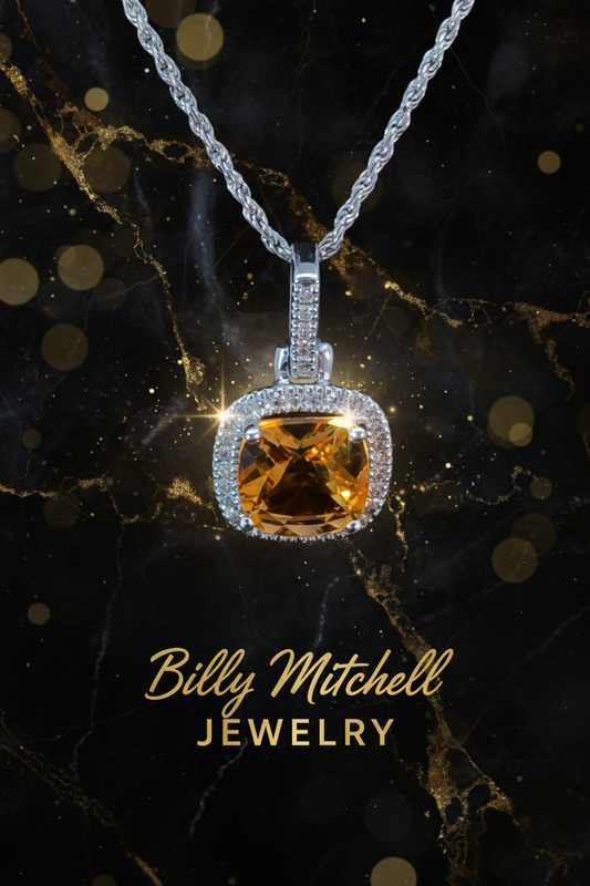 Citrine and diamond pendant