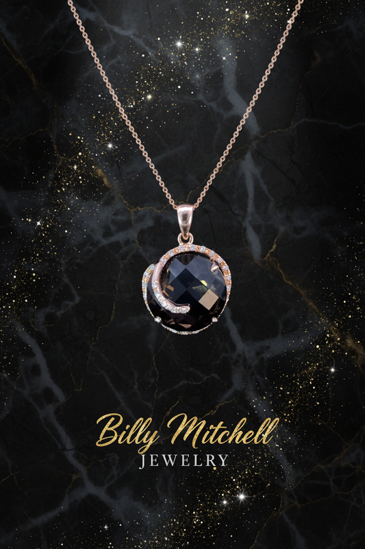 160390 - 8.53 ctw smokey quartz and diamond pendant