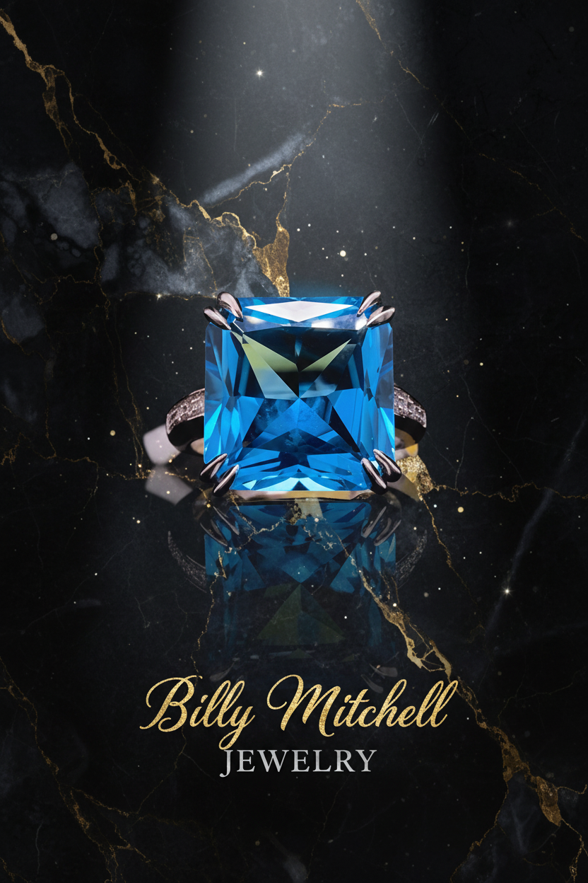 155544 - 12.83 ctw Blue topaz and diamond ring