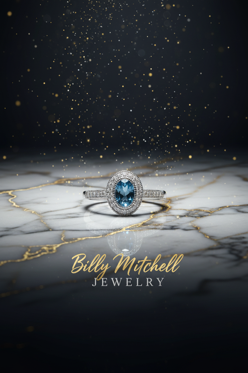 150400 - 1.08 ctw blue topaz and diamond ring
