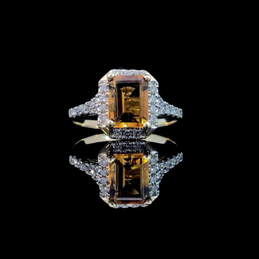 164131 - 1.70 ctw citrine and diamond ring