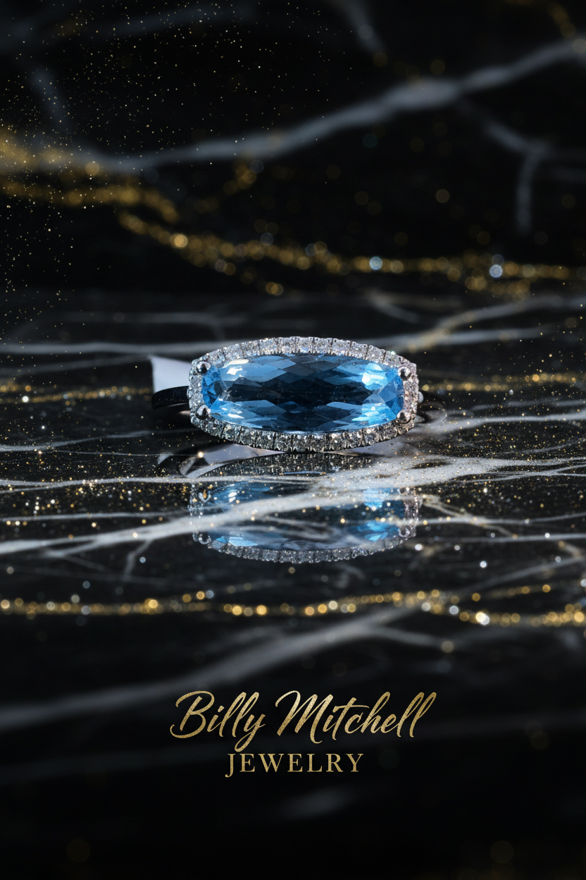 157688- 2.15 ctw blue topaz and diamond ring