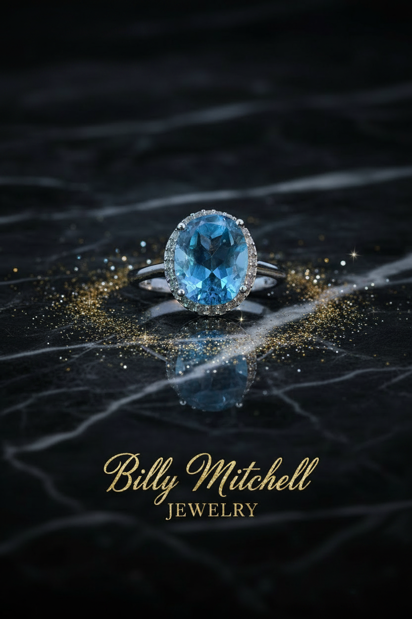 147117 - 2.15 ctw blue topaz and diamond ring