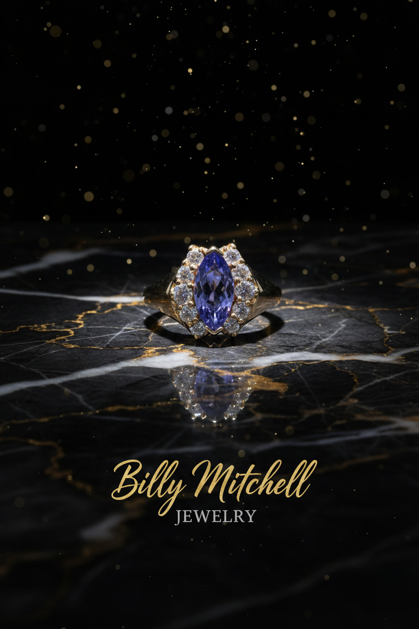 112112 - 1.36 ctw tanzanite and diamond ring