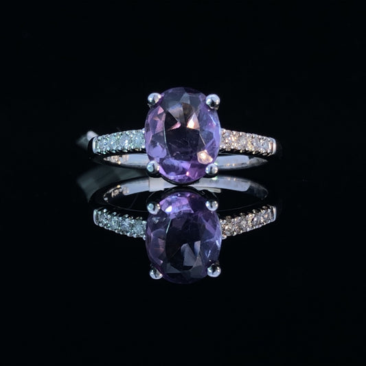 Amethyst and diamond ring