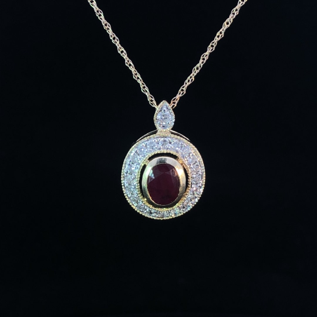 .55 ctw diamond and ruby pendant