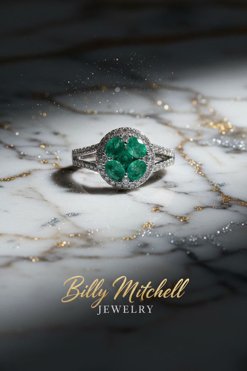 158906 - .33 ctw emerald and diamond ring