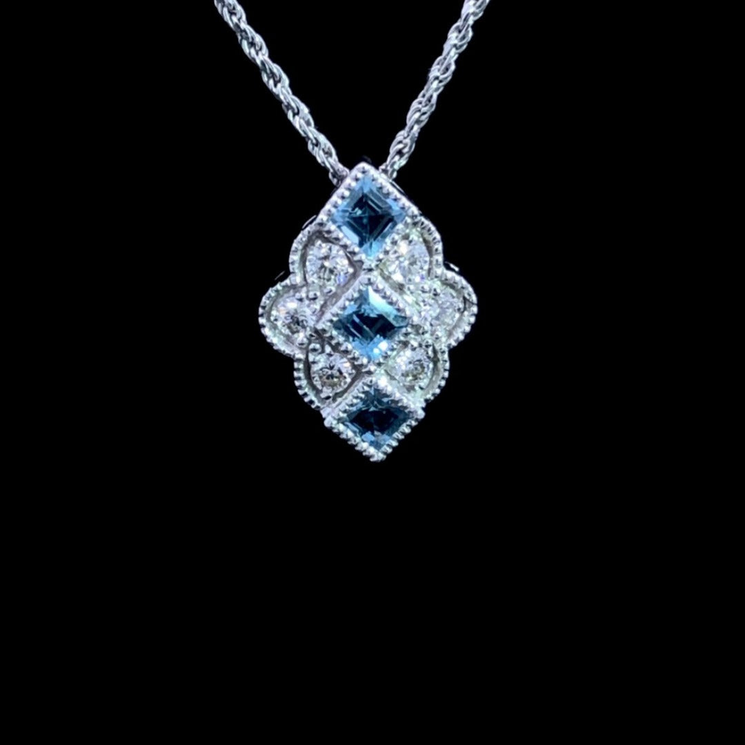 .70 ctw aquamarine and diamond pendant