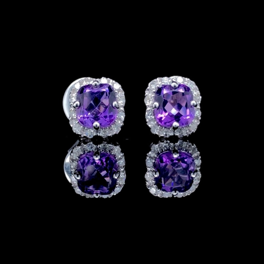 149028 - .10 ctw diamond and amethyst earrings