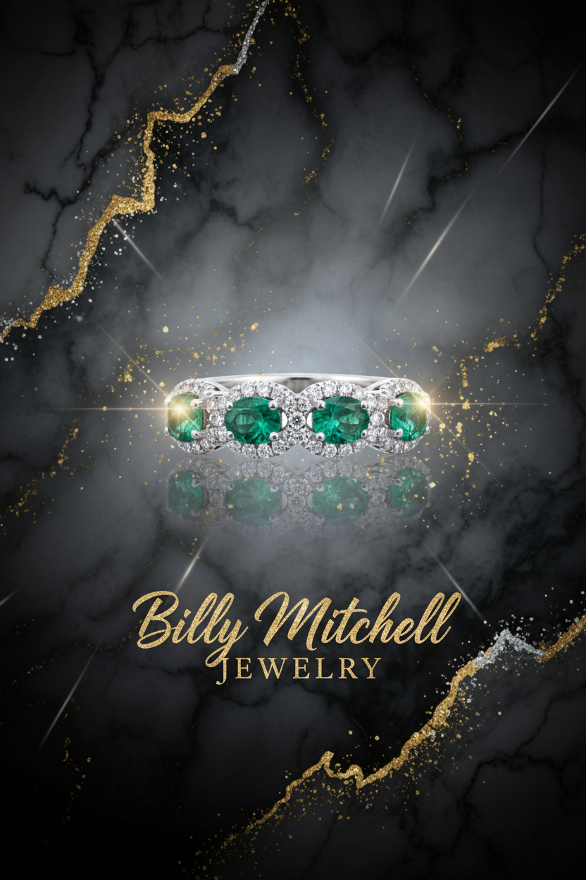 158911 - .33 ctw diamond and emerald ring