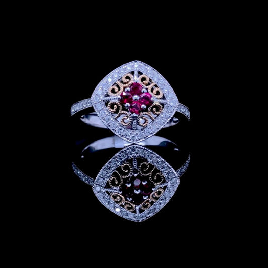 160100- .44 ctw ruby and diamond ring