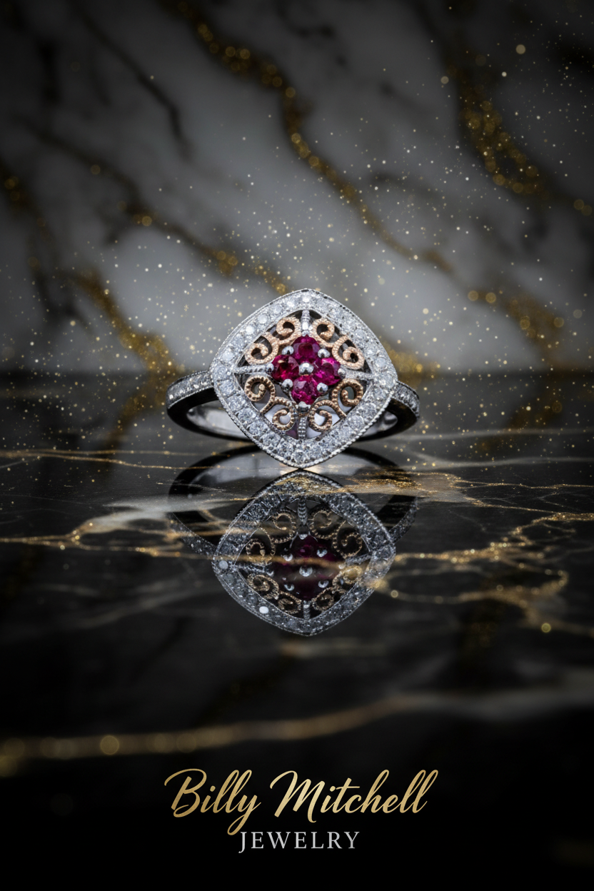 160100- .44 ctw ruby and diamond ring