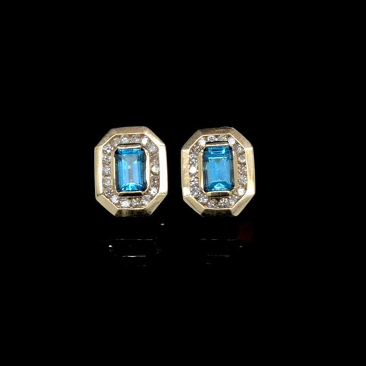 .50 ctw blue topaz and diamond earrings