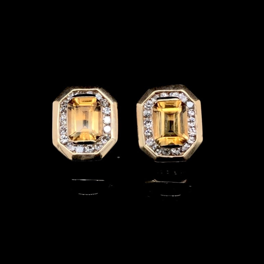 106031 - .54 ctw citrine and diamond earrings