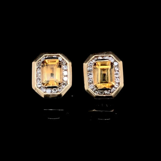 .54 ctw citrine and diamond earrings