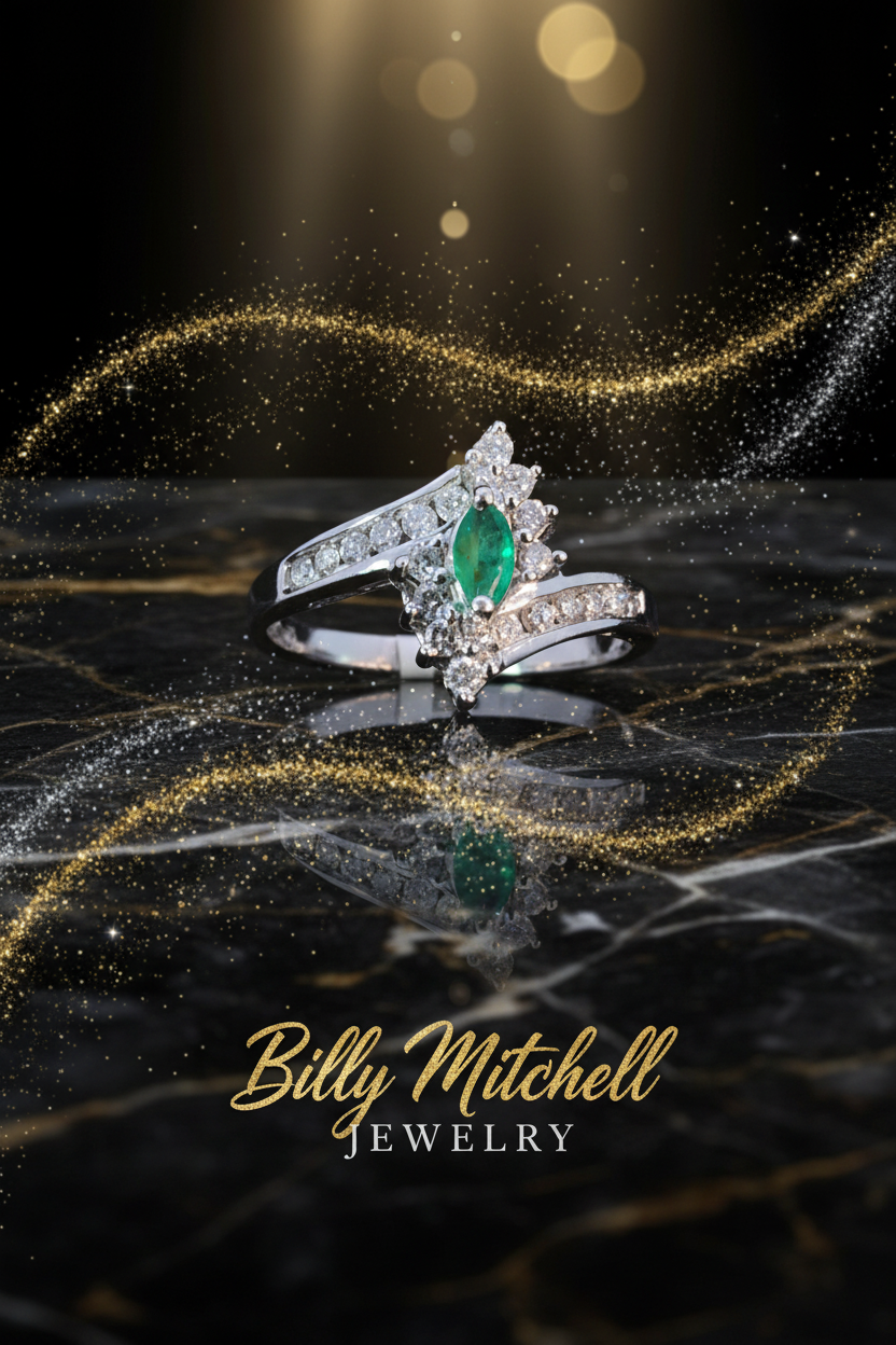 128791 - .54 ctw emerald and diamond ring