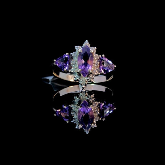 .03 ctw diamond and amethyst ring