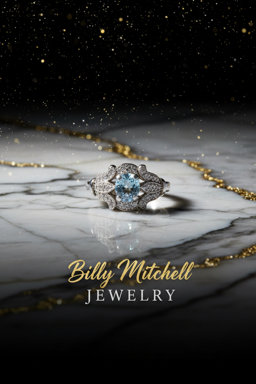 159589 - .76 ctw aquamarine and diamond ring