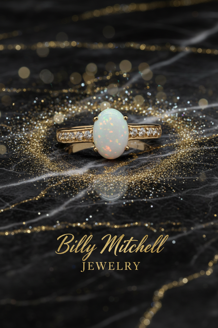 160365 - .79 ctw opal and diamond ring