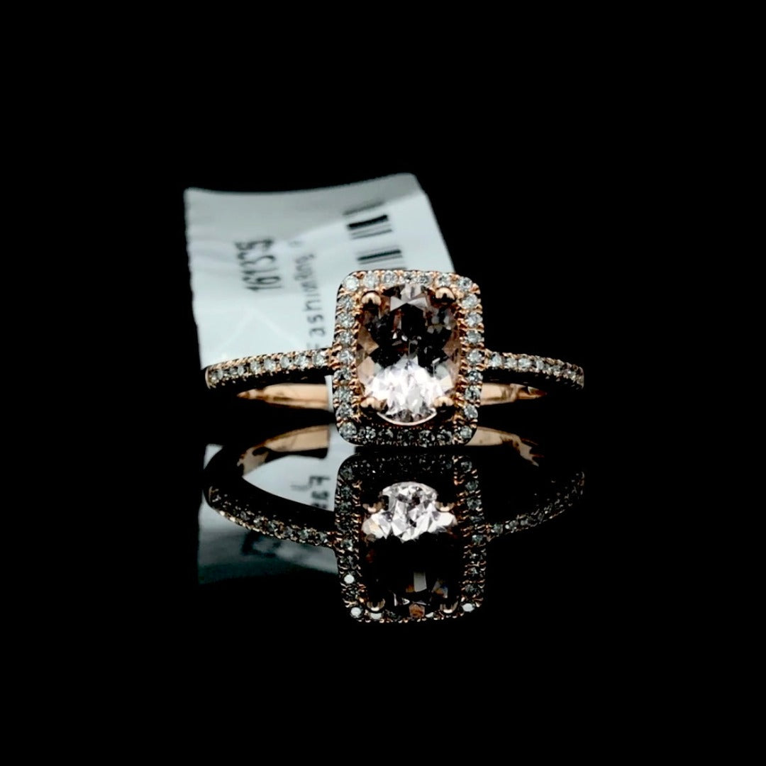 161335 - .92 ctw morganite and diamond ring