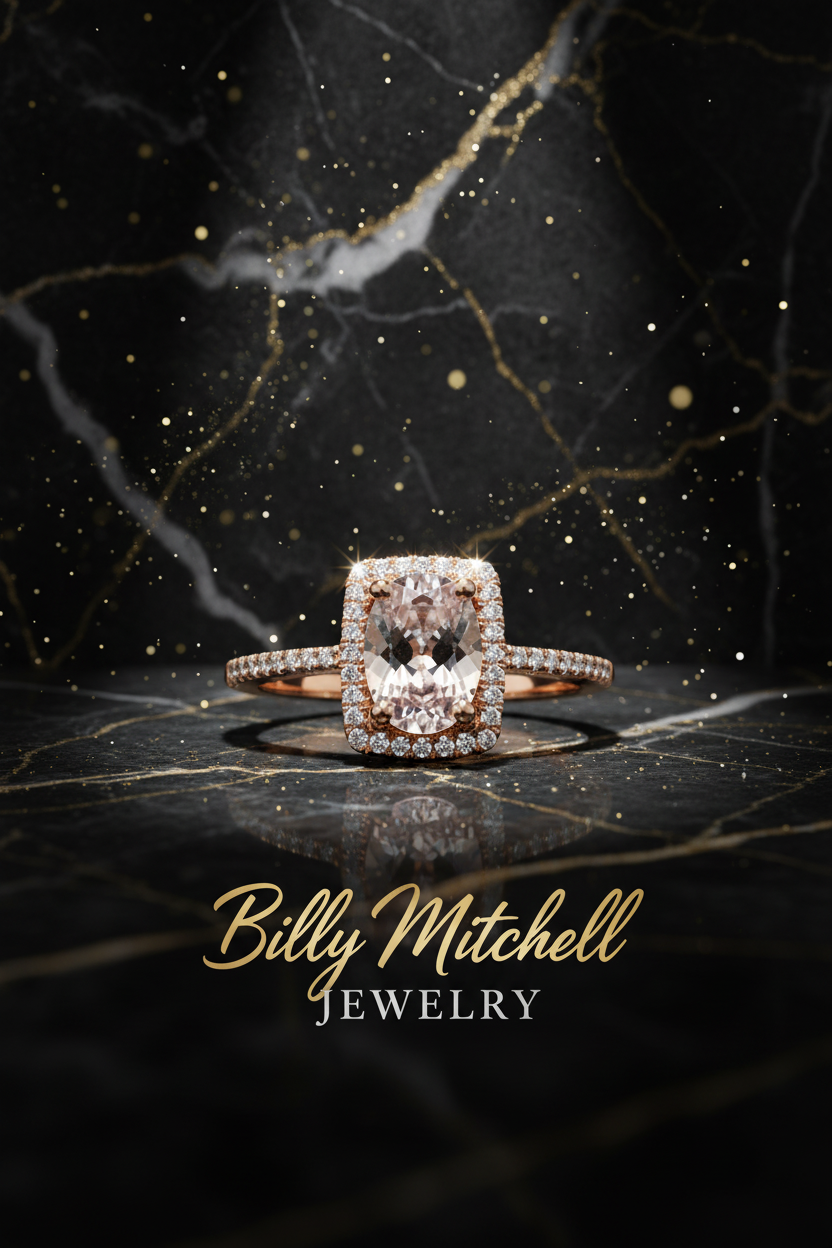 161335 - .92 ctw morganite and diamond ring