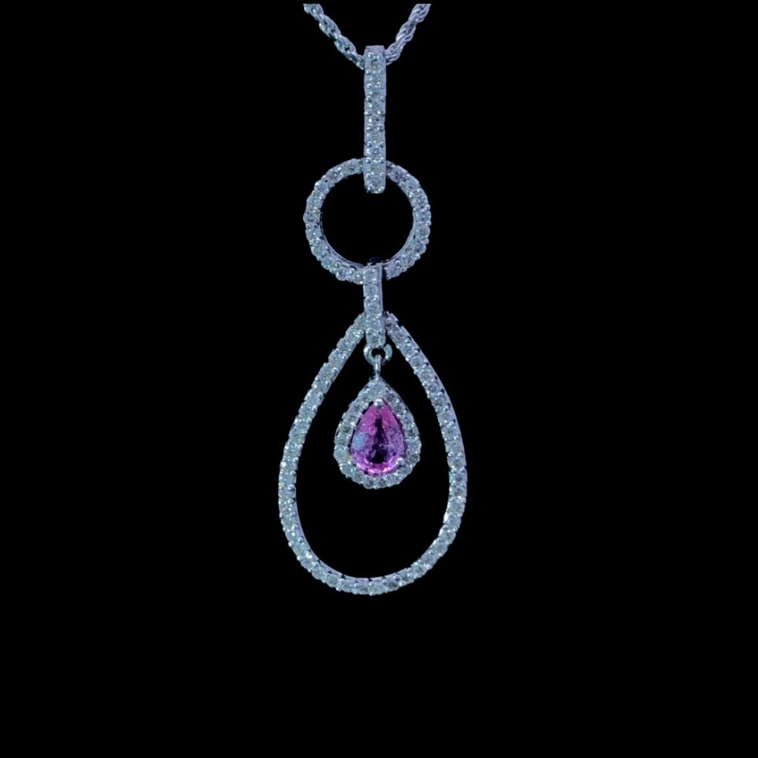 .94 ctw pink sapphire and diamond pendant