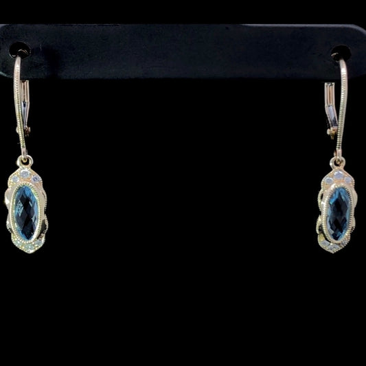 1.04 ctw blue topaz and diamond earrings