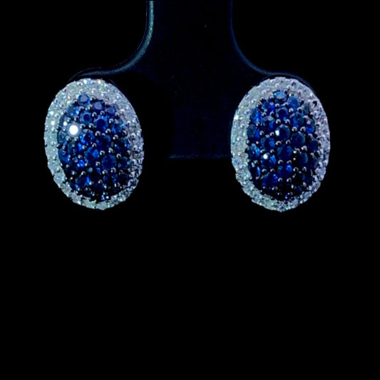 160484 - .91 ctw sapphire and diamond earrings