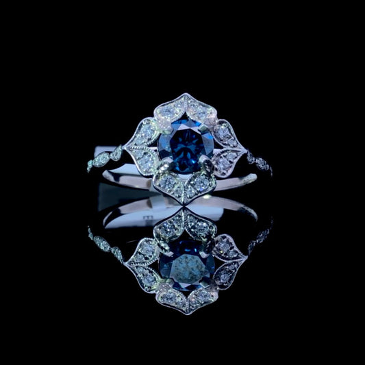 158777 - .94 ctw blue and white diamond ring