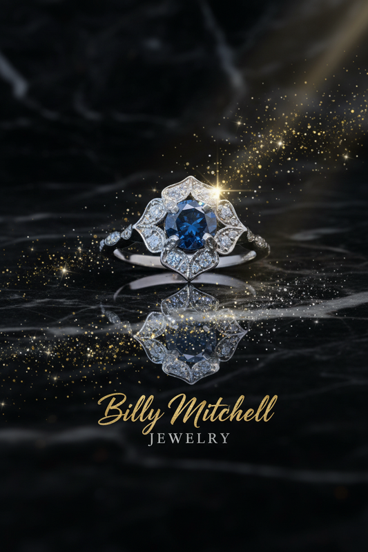 158777 - .94 ctw blue and white diamond ring