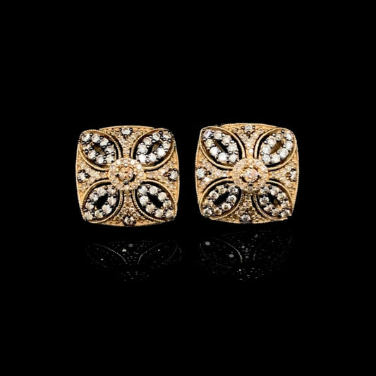 1.00 ctw chocolate and white diamond earrings