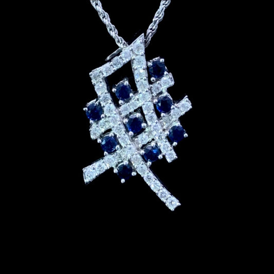 1.00 ctw diamond and sapphire pendant