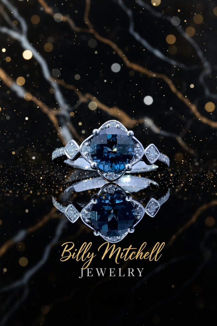160102 - 1.77 ctw blue topaz and diamond ring