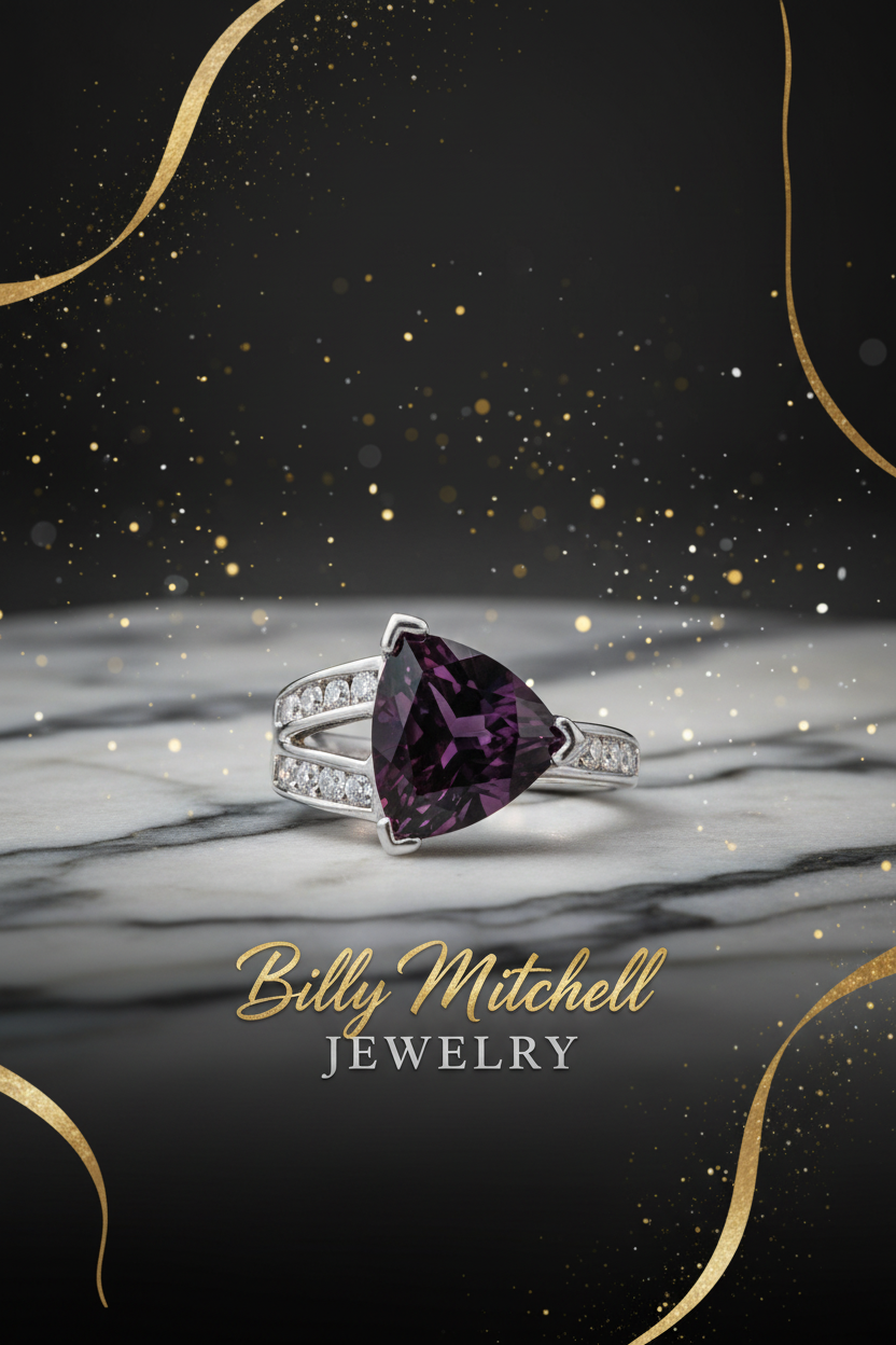 143676 - .26 ctw trillion cut garnet and diamond ring