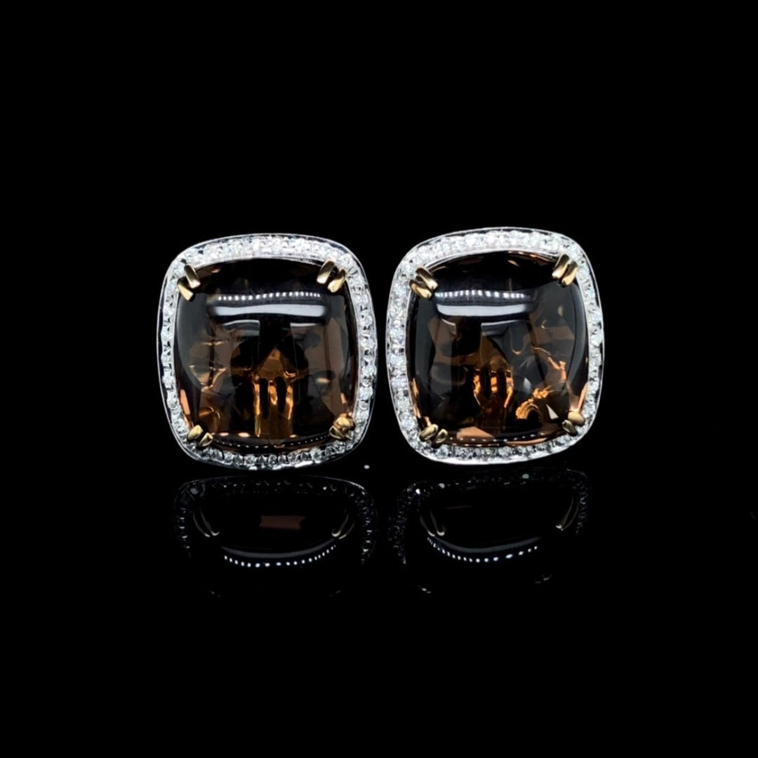 140242 - Smokey quartz and diamond earrings