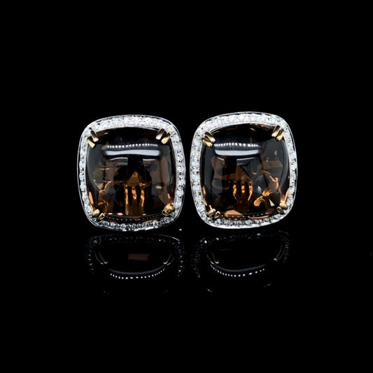 140242 - Smokey quartz and diamond earrings