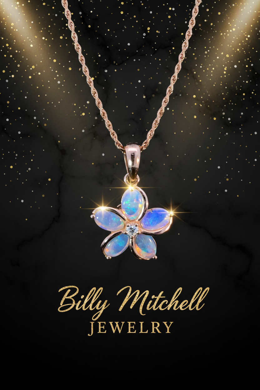 Opal and diamond pendant