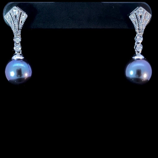 150845 - .06 ctw diamond and pearl earrings