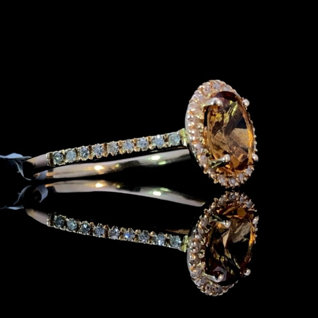 145837 - 1.16 ctw Citrine and diamond ring
