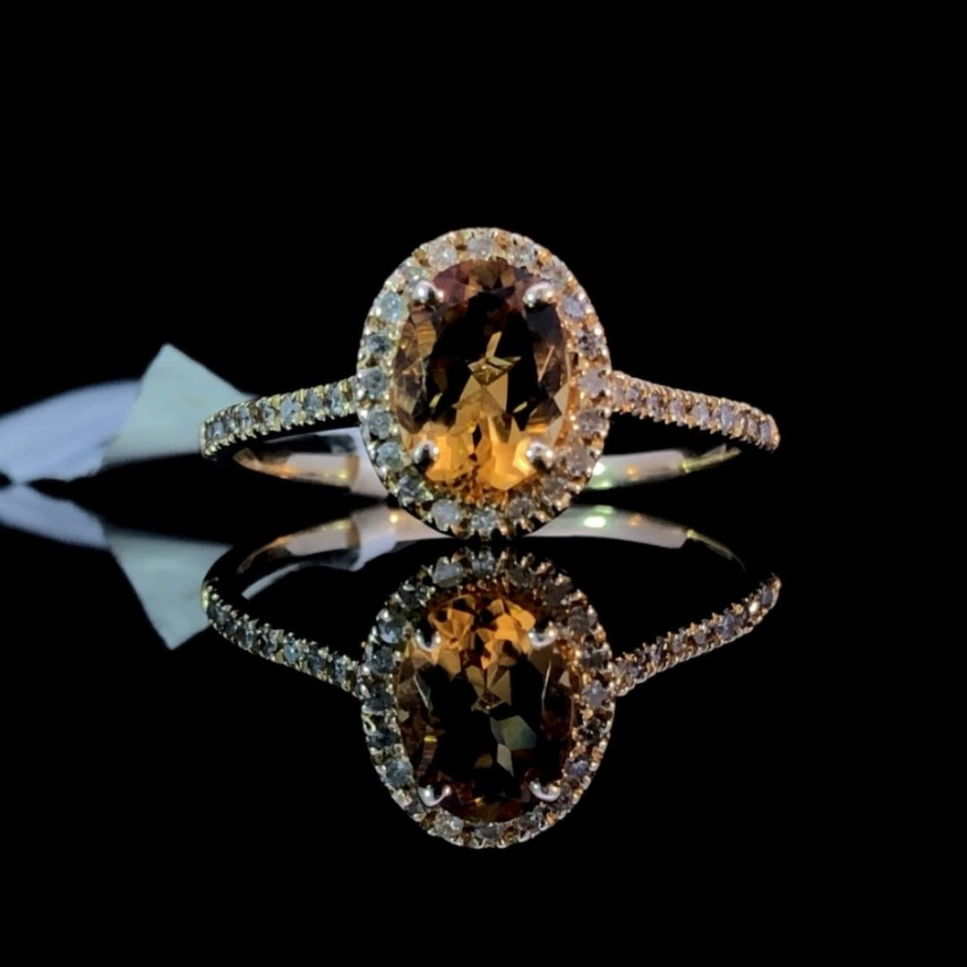 145837 - 1.16 ctw Citrine and diamond ring