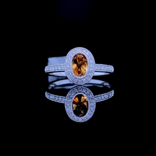 150870 - .87 ctw diamond and citrine ring