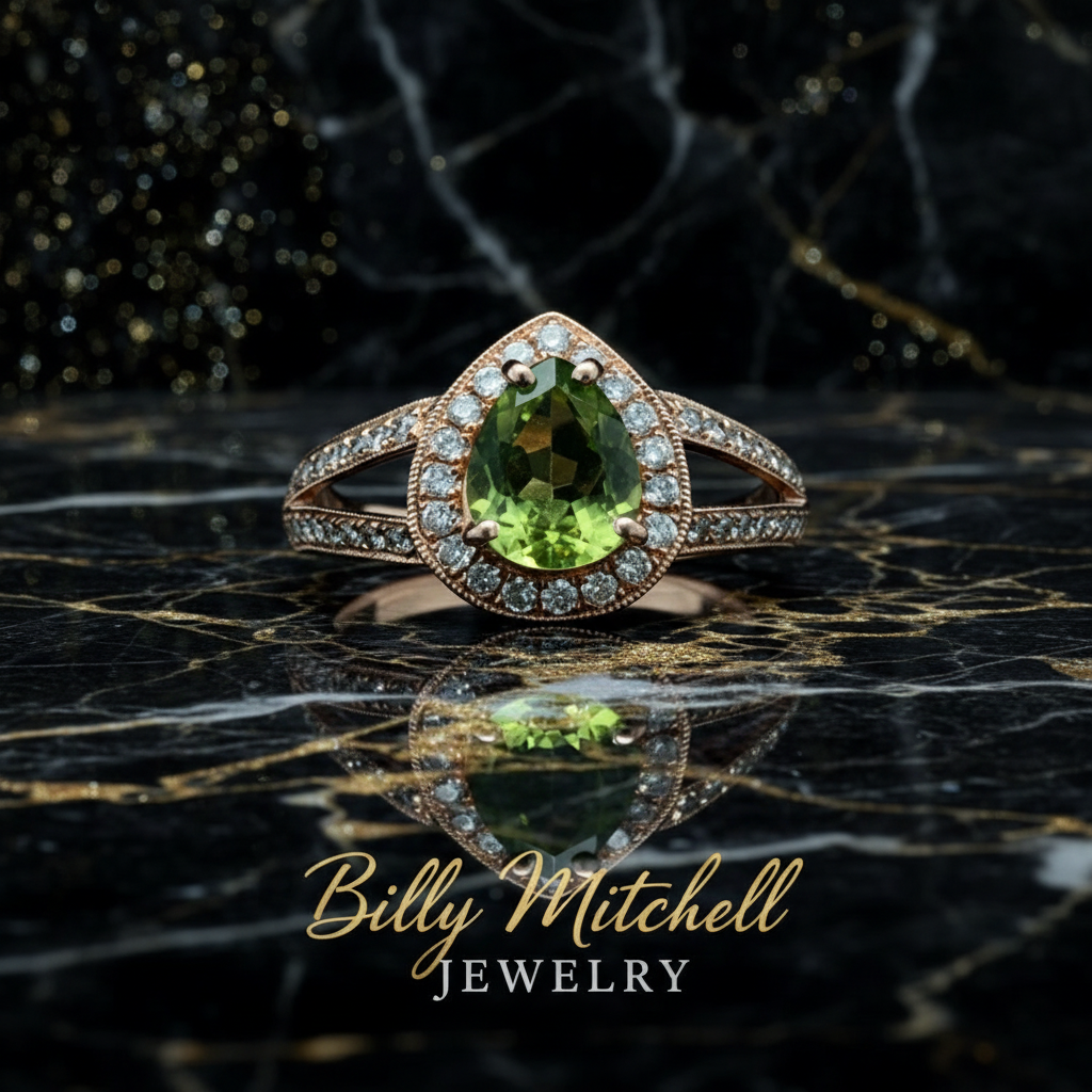 145836 - 1.75 ctw peridot and diamond ring